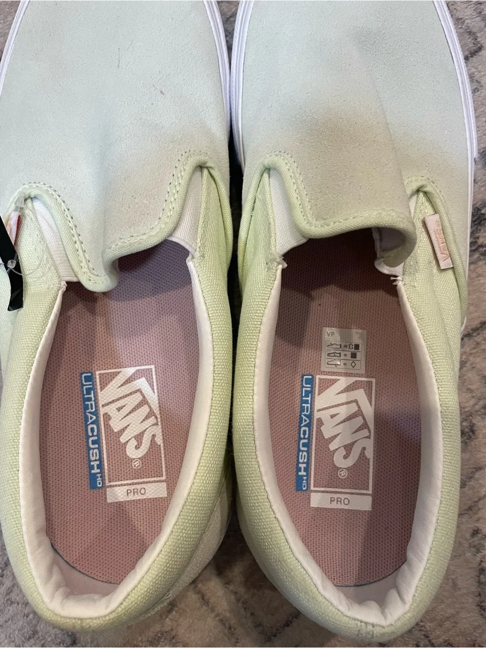 Vans Men’s Pro Ambrosia Slip-On Sneakers — Light Green & White New Without Box